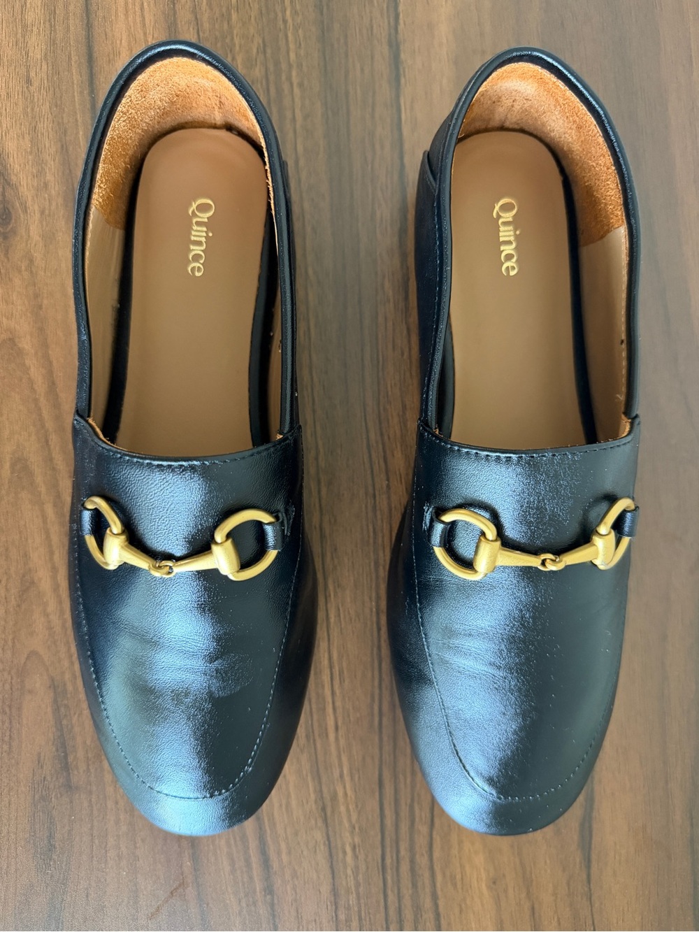 Quince Italian Leather Horsebit Loafers Black Gold Hardware Women’s Size 7 - Picture 9 of 14